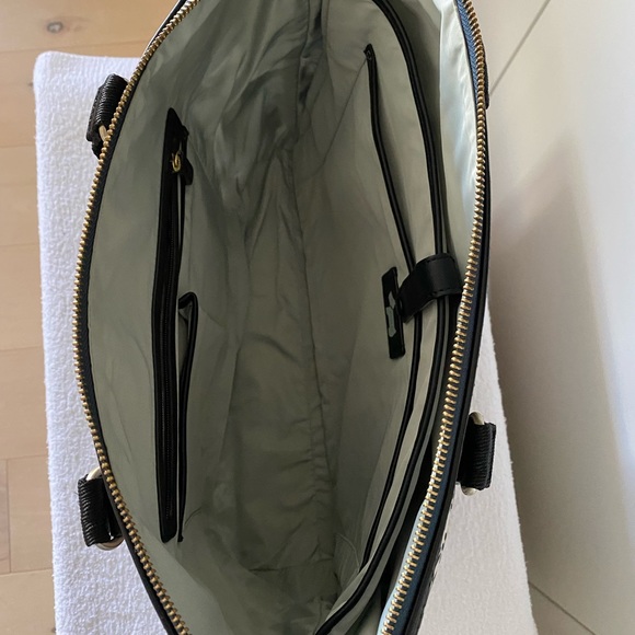 Radley London Large Zip-Top Tote Bag with laptop sleeve in navy print. - Picture 6 of 9